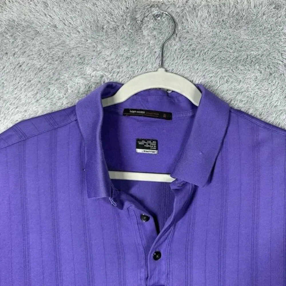Nike Tiger Woods Collections Golf Shirt Men's XXL Fit Dry Polo‎ Polyester Purple